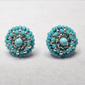 Turquoise Bloom Beaded Stud Earrings